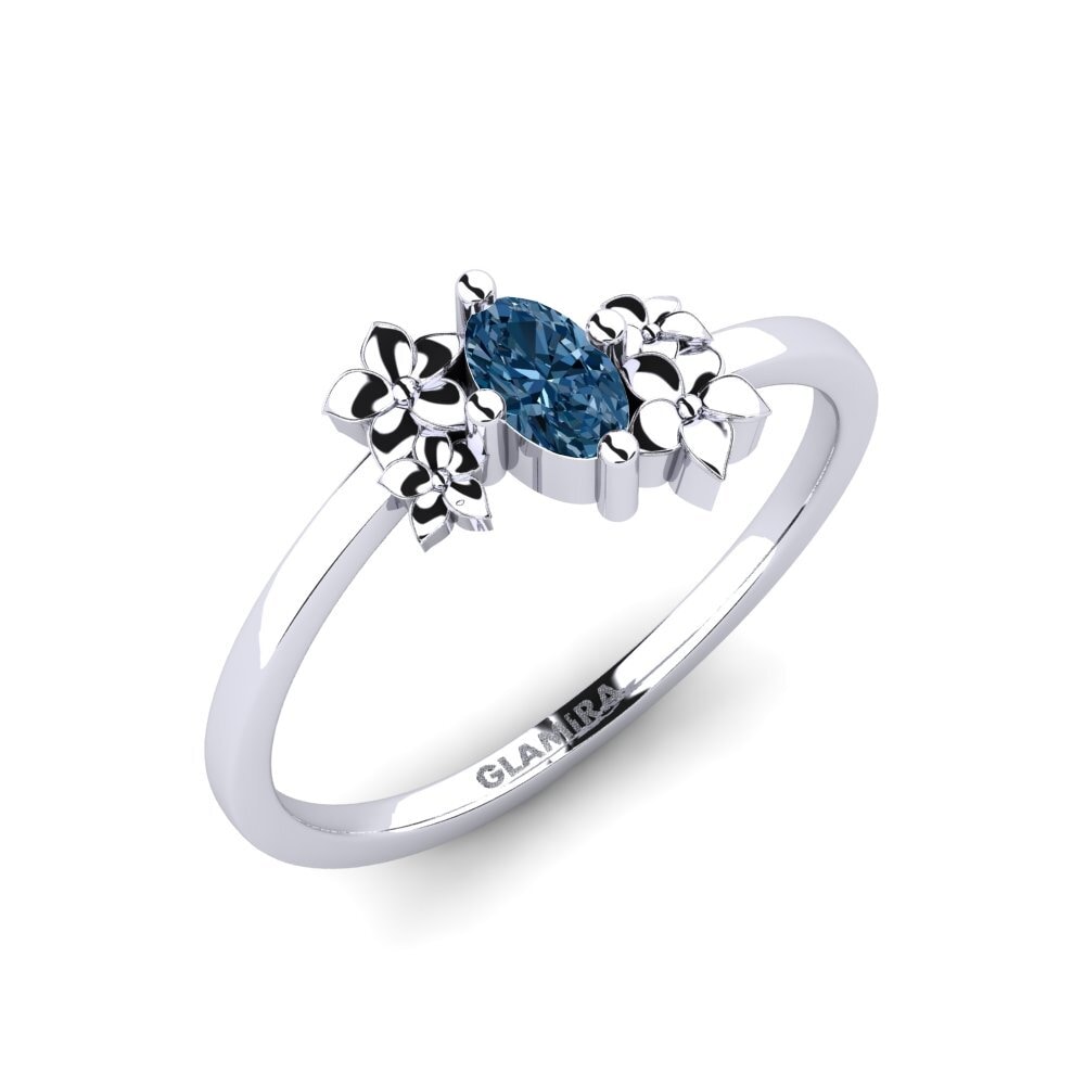 Platin trắng Kim Cương Xanh Dương Nhẫn Rohen