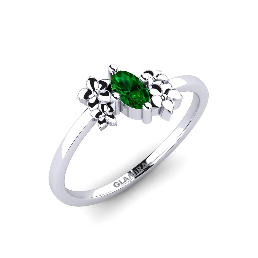Platin trắng Đá Zirconia Xanh Nhẫn Rohen