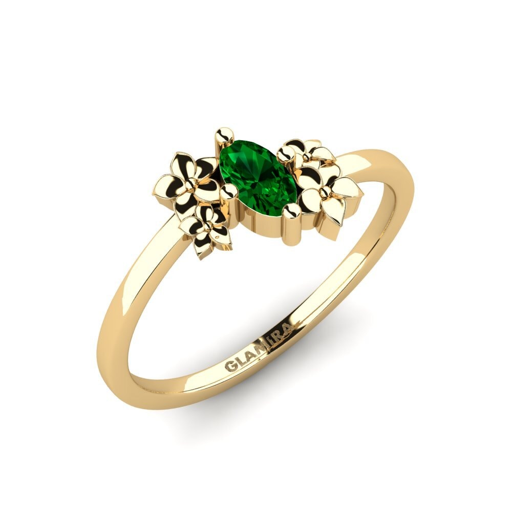 Bầu Dục Đá Zirconia Xanh Nhẫn Rohen
