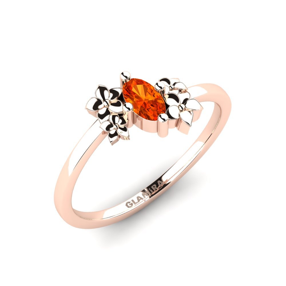 Rotgold 585 Orangefarbener Saphir Ring Rohen