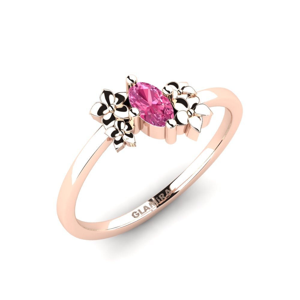 Rotgold 750 Rosa Turmalin Ring Rohen