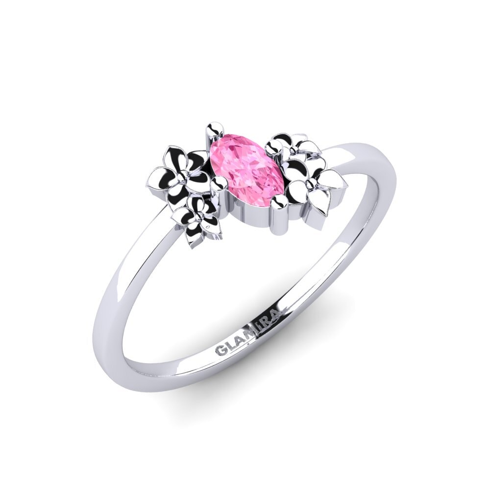 Vàng Trắng 14K Đá Sapphire Hồng Nhẫn Rohen