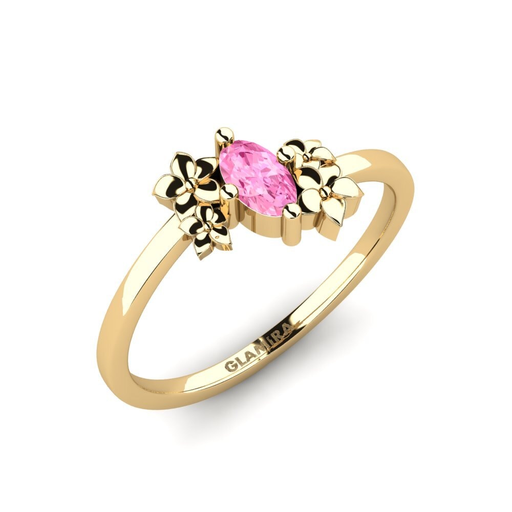 Ovalado Zafiro Rosado Anillo Rohen