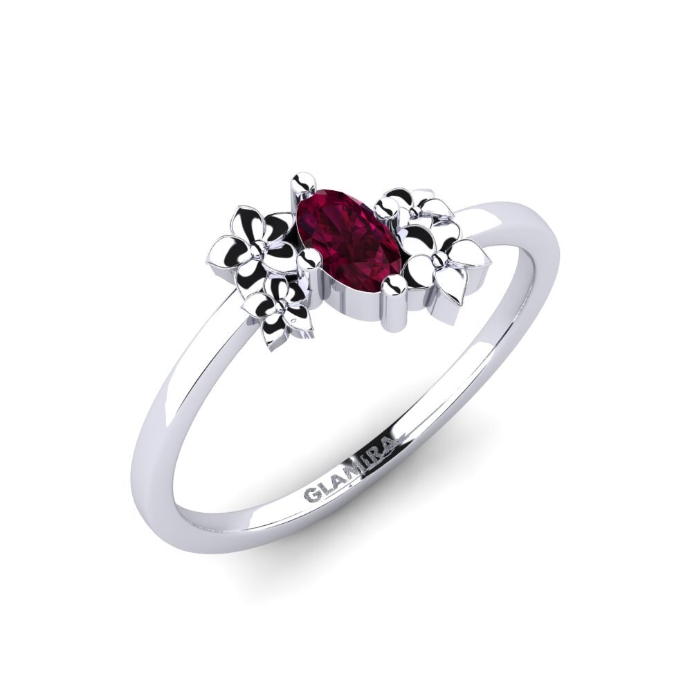 Vàng Trắng 14K Đá Rhodolite Nhẫn Rohen