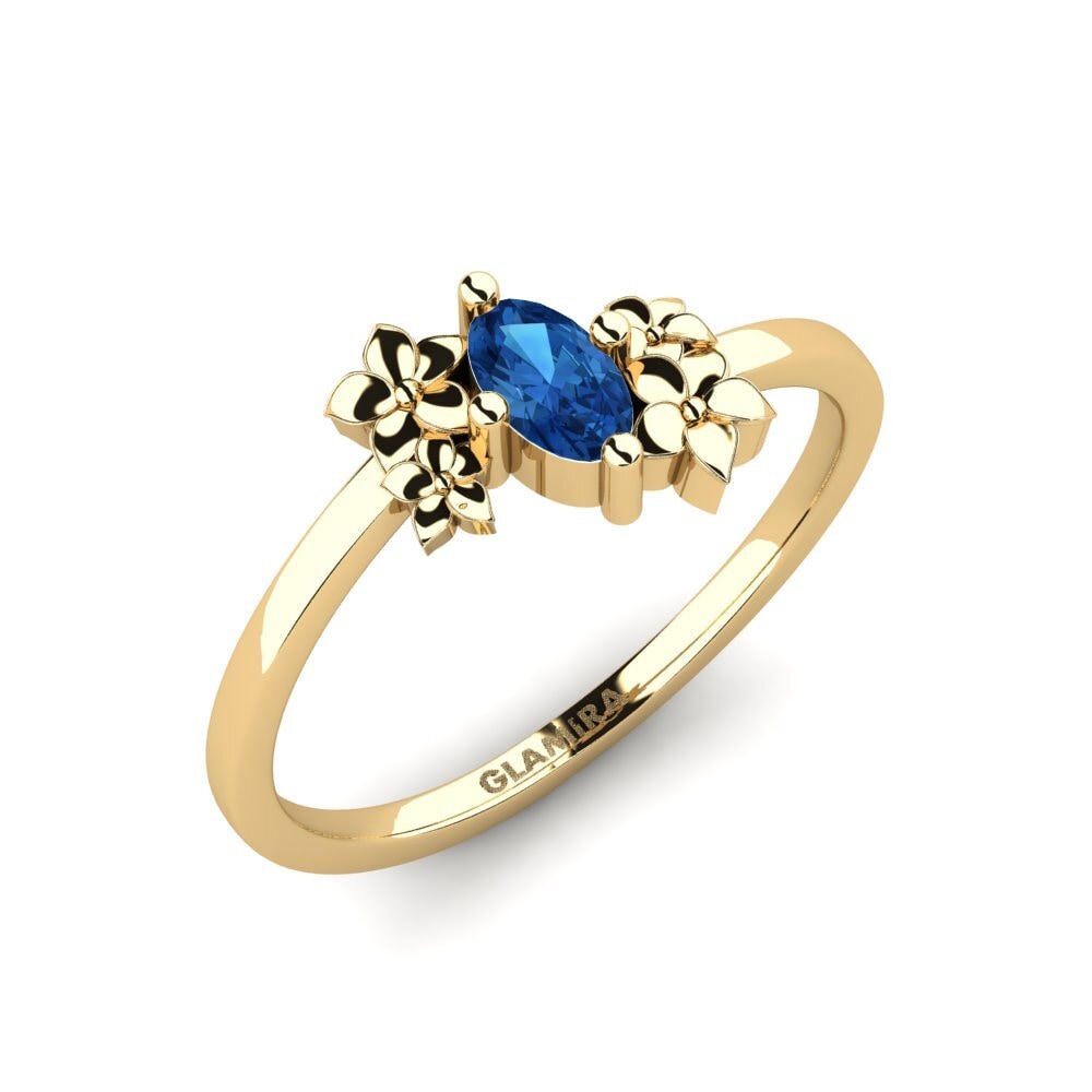 Oval Dunkelblauer Zirkonia Ring Rohen