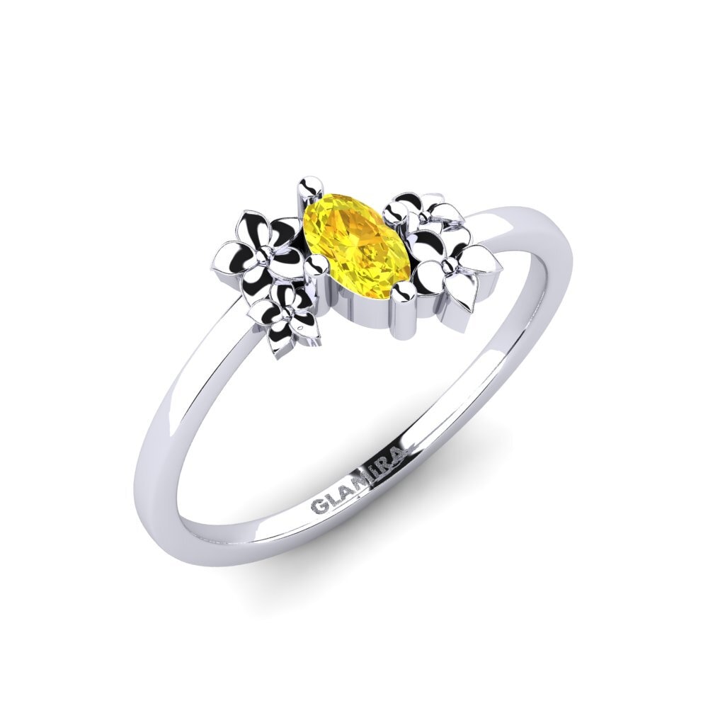 Vàng Trắng 14K Đá Sapphire Vàng Nhẫn Rohen