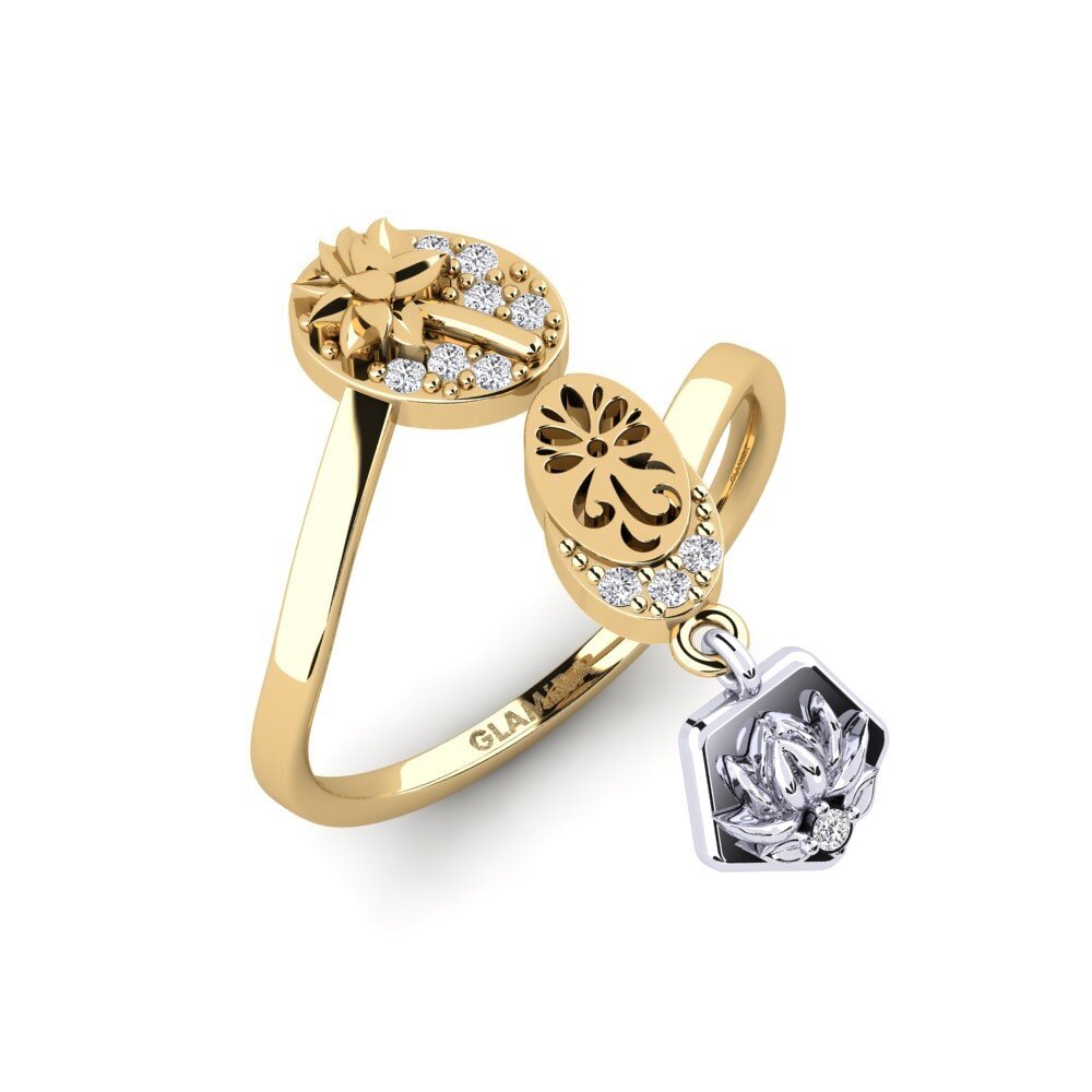 375 Gelb & Weißgold Labor-gezüchteter Diamant Ring Rutaceae