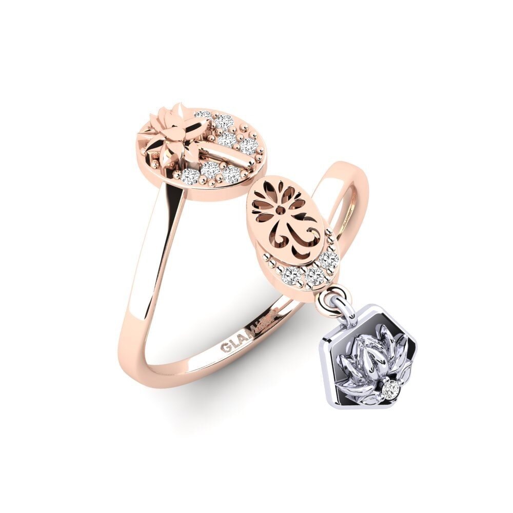 Vàng Trắng-Đỏ 9K Đá Moissanite Nhẫn Rutaceae