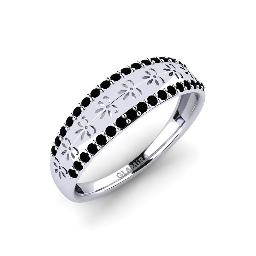 Vàng Trắng 14K Kim Cương Đen Nhẫn Ruvara