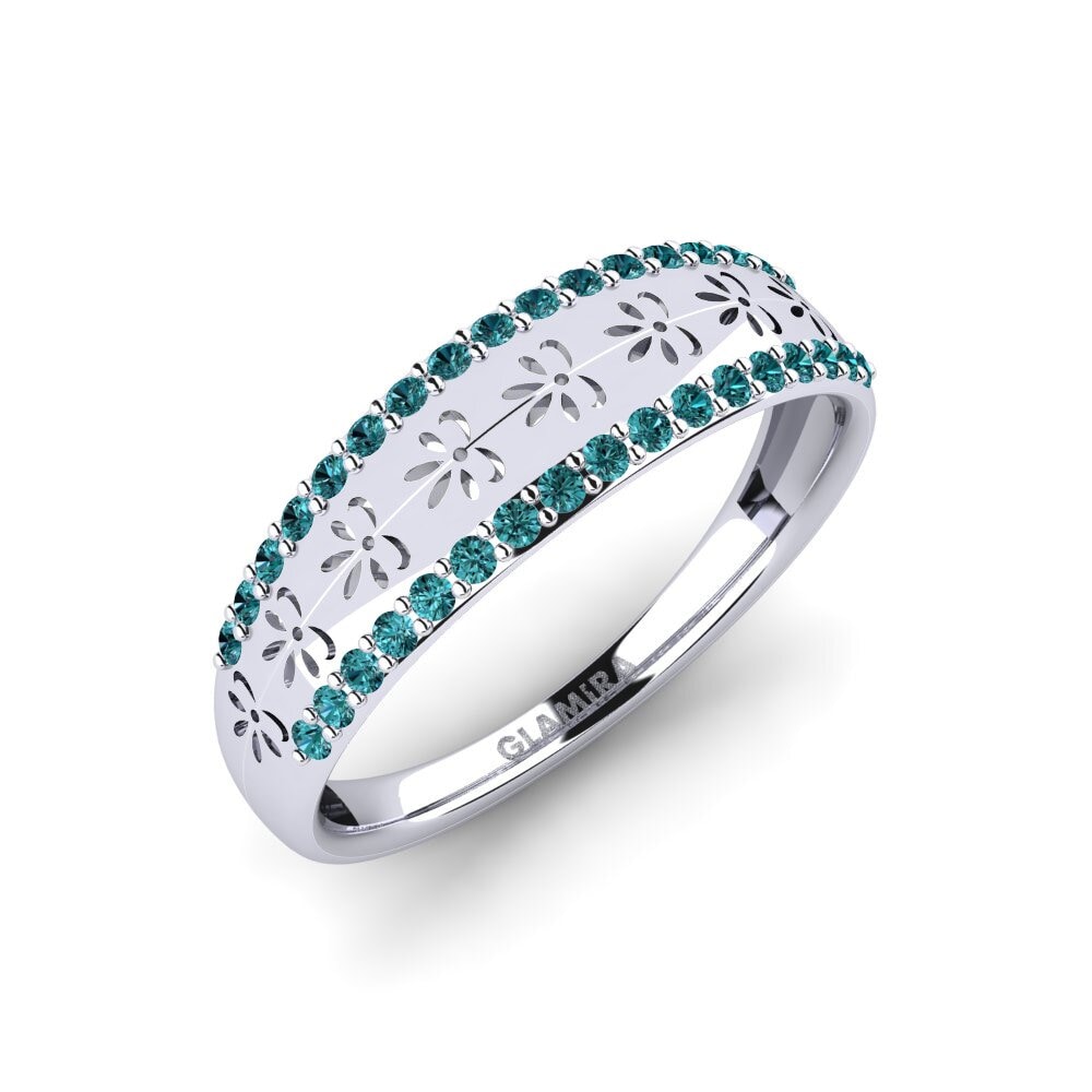 Platin trắng Kim Cương Xanh Dương Nhẫn Ruvara