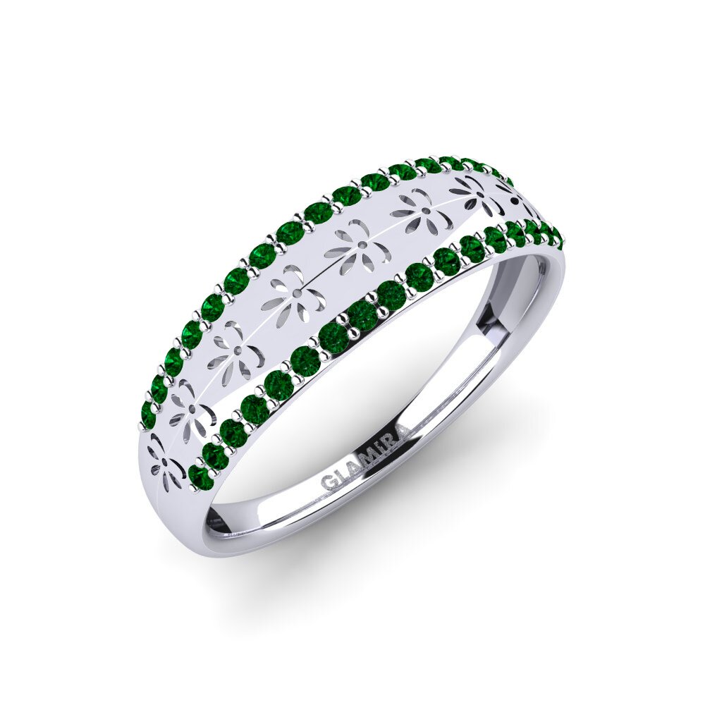 Platin trắng Đá Zirconia Xanh Nhẫn Ruvara