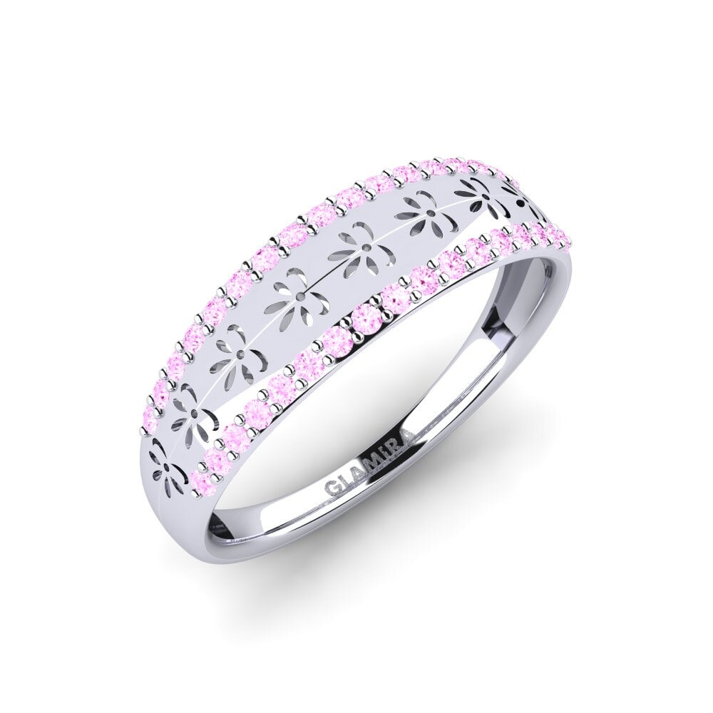 Vàng Trắng 14K Đá Sapphire Hồng Nhẫn Ruvara