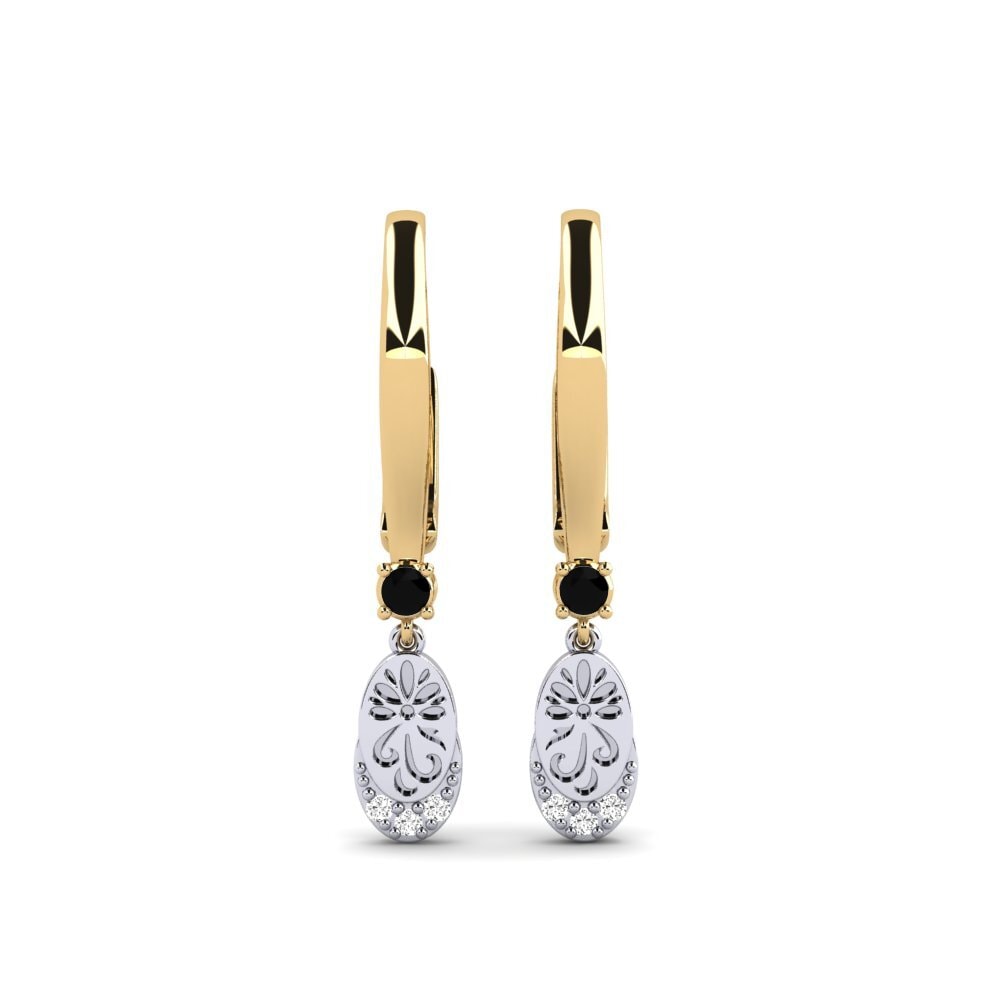 375 Gelb & Weißgold Schwarzer Onyx Damen ohrring Senikau
