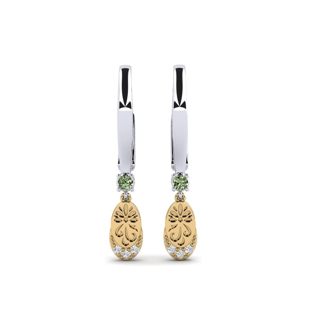 585 Weiß & Gelbgold Grüner Diamant Damen ohrring Senikau