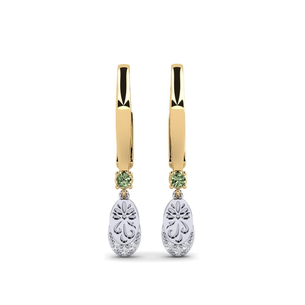 750 Gelb & Weißgold Grüner Diamant Damen ohrring Senikau