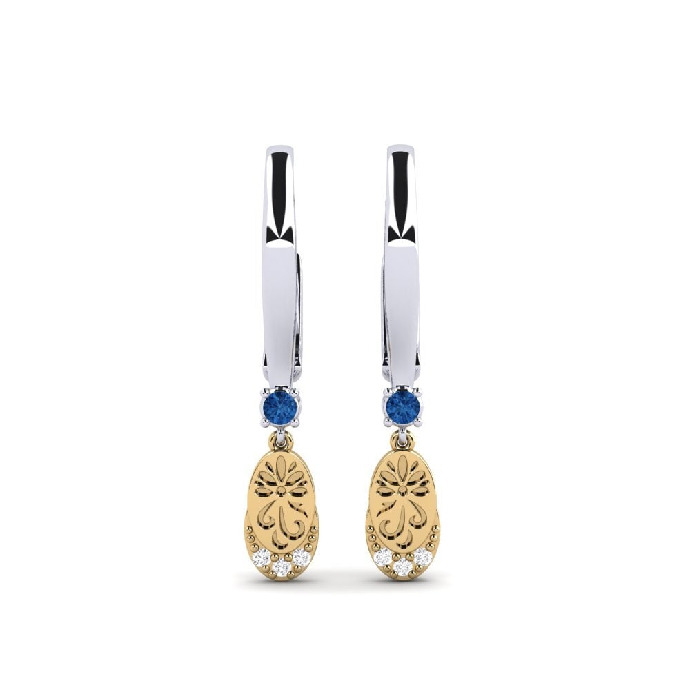 585 Weiß & Gelbgold Dunkelblauer Zirkonia Damen ohrring Senikau