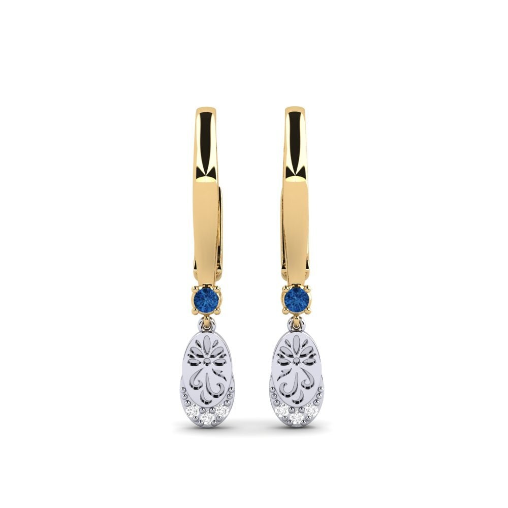 375 Gelb & Weißgold Dunkelblauer Zirkonia Damen ohrring Senikau