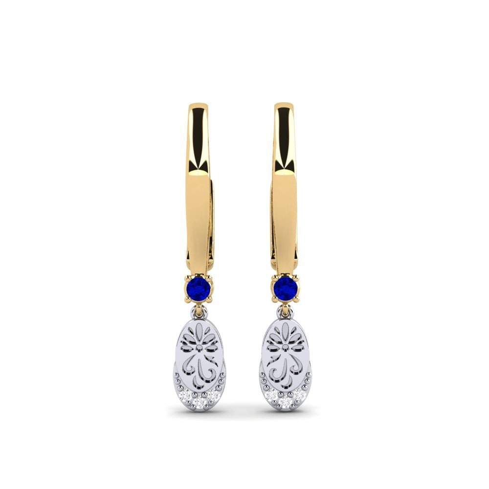 Vàng-Trắng 14K Đá Sapphire Bông tai nữ Senikau