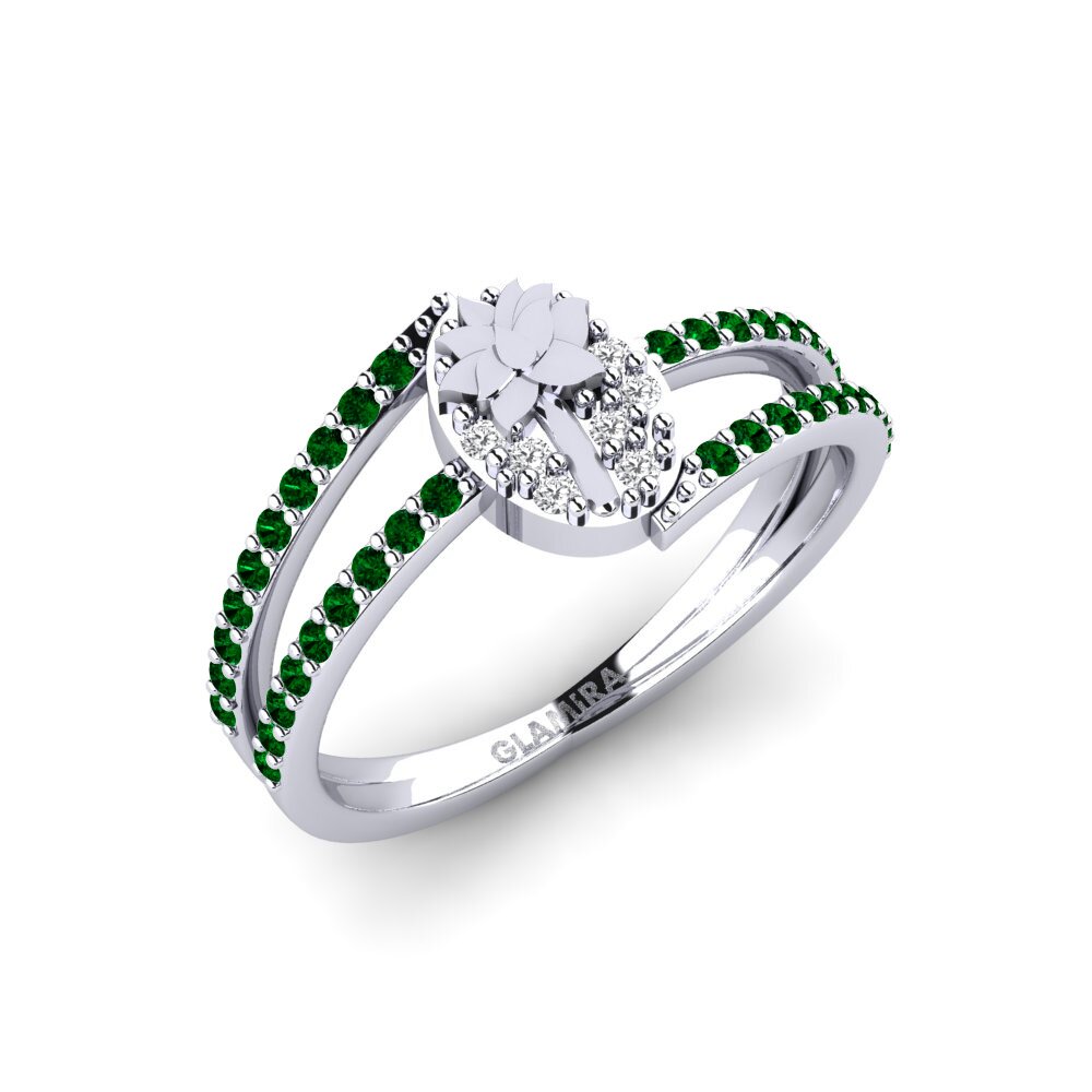 Platin trắng Đá Zirconia Xanh Nhẫn Seravine