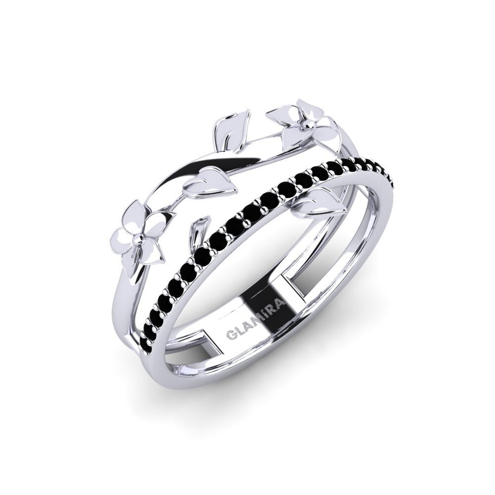 Platin trắng Đá Sapphire Đen Nhẫn Sloanea