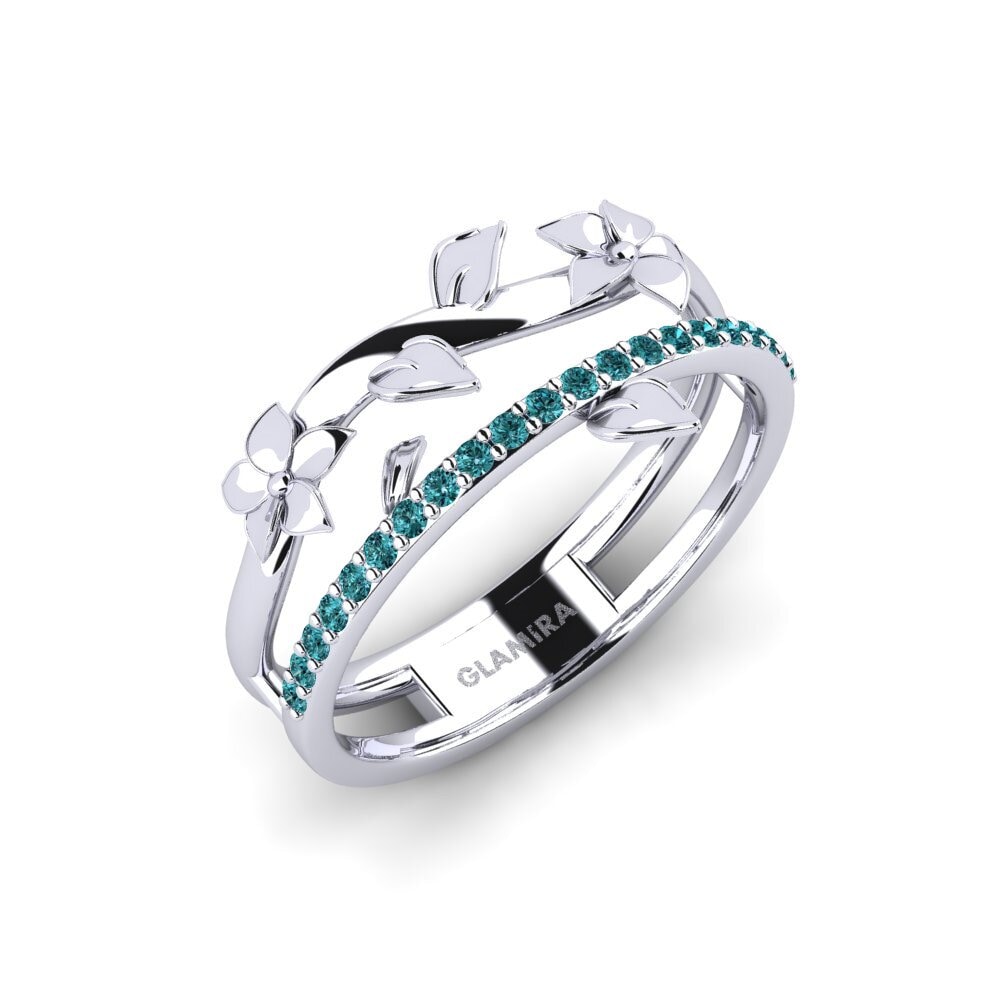 Platin trắng Kim Cương Xanh Dương Nhẫn Sloanea