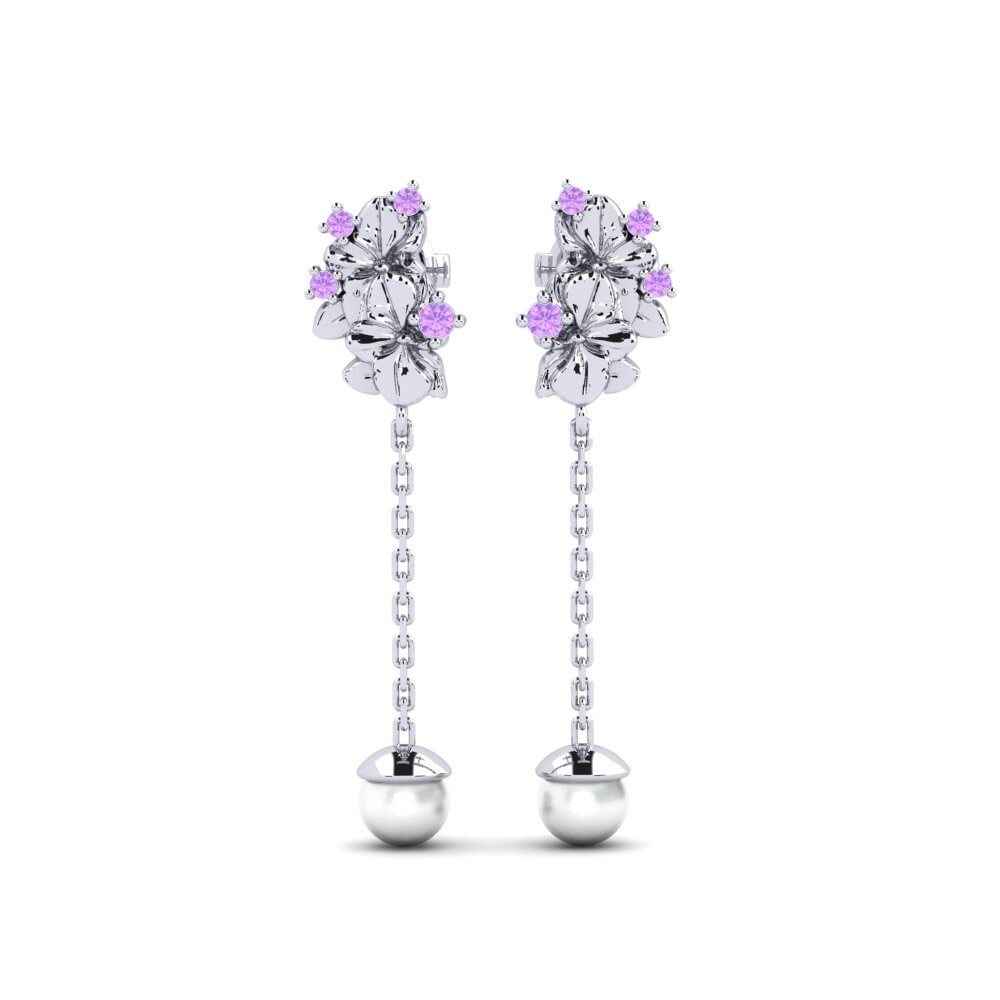 9k Λευκόχρυσο Αμέθυστος Γυναικείο σκουλαρίκι Sohae - B