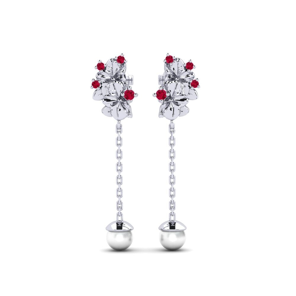 14ct White Gold Ruby Women's Earring Sohae - B