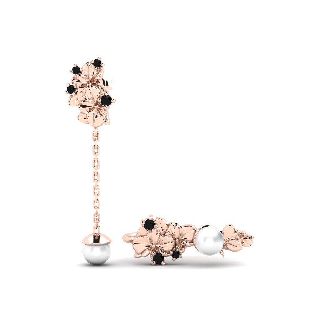 14ct Rose Gold Black Diamond Women's Earring Sohae - SET