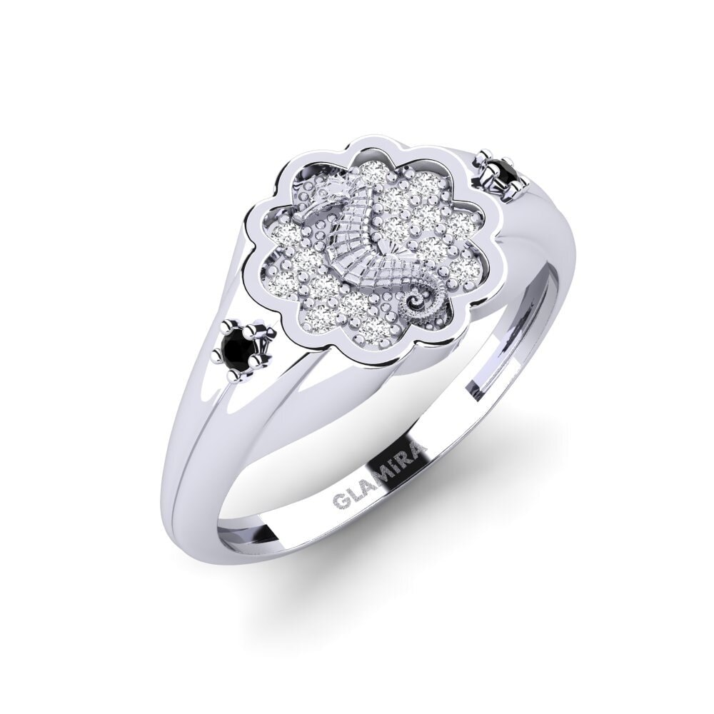 Platin trắng Đá Sapphire Đen Nhẫn Surridenti