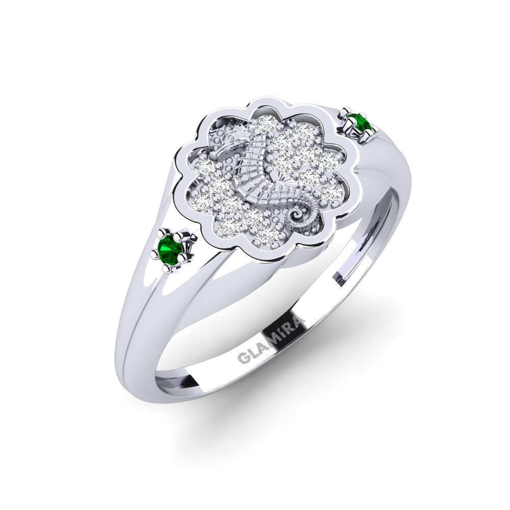 Platin trắng Đá Zirconia Xanh Nhẫn Surridenti