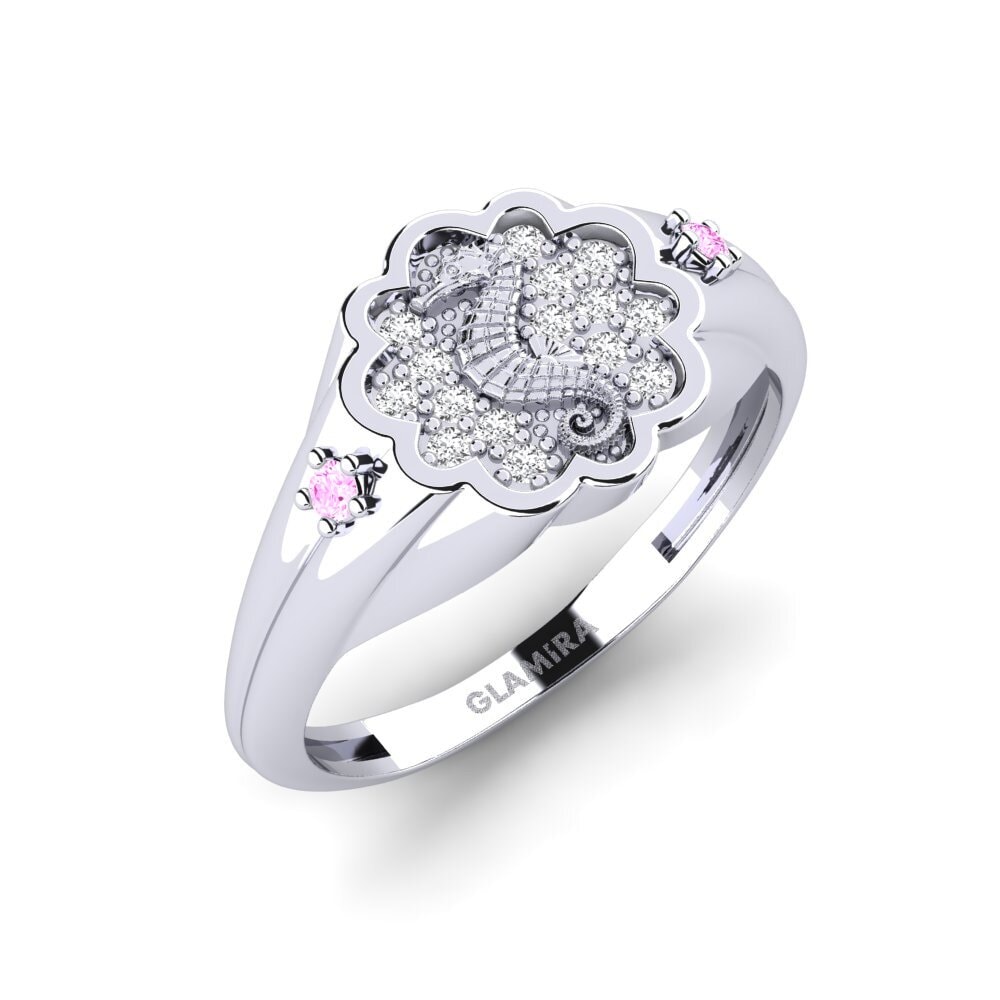 Vàng Trắng 14K Đá Sapphire Hồng Nhẫn Surridenti