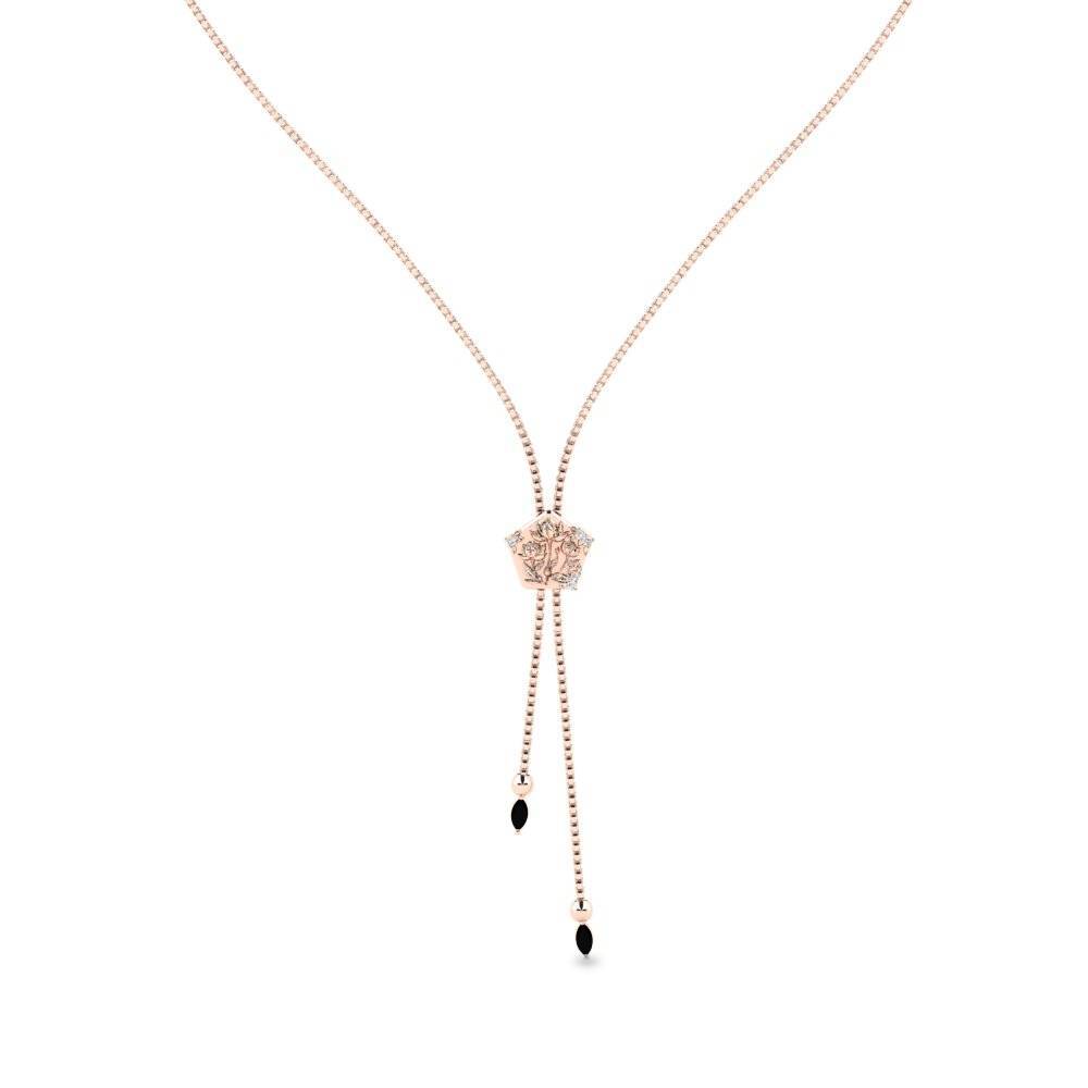 9k Oro Rosa Zafiro negro Collar de Mujer Taxaceae