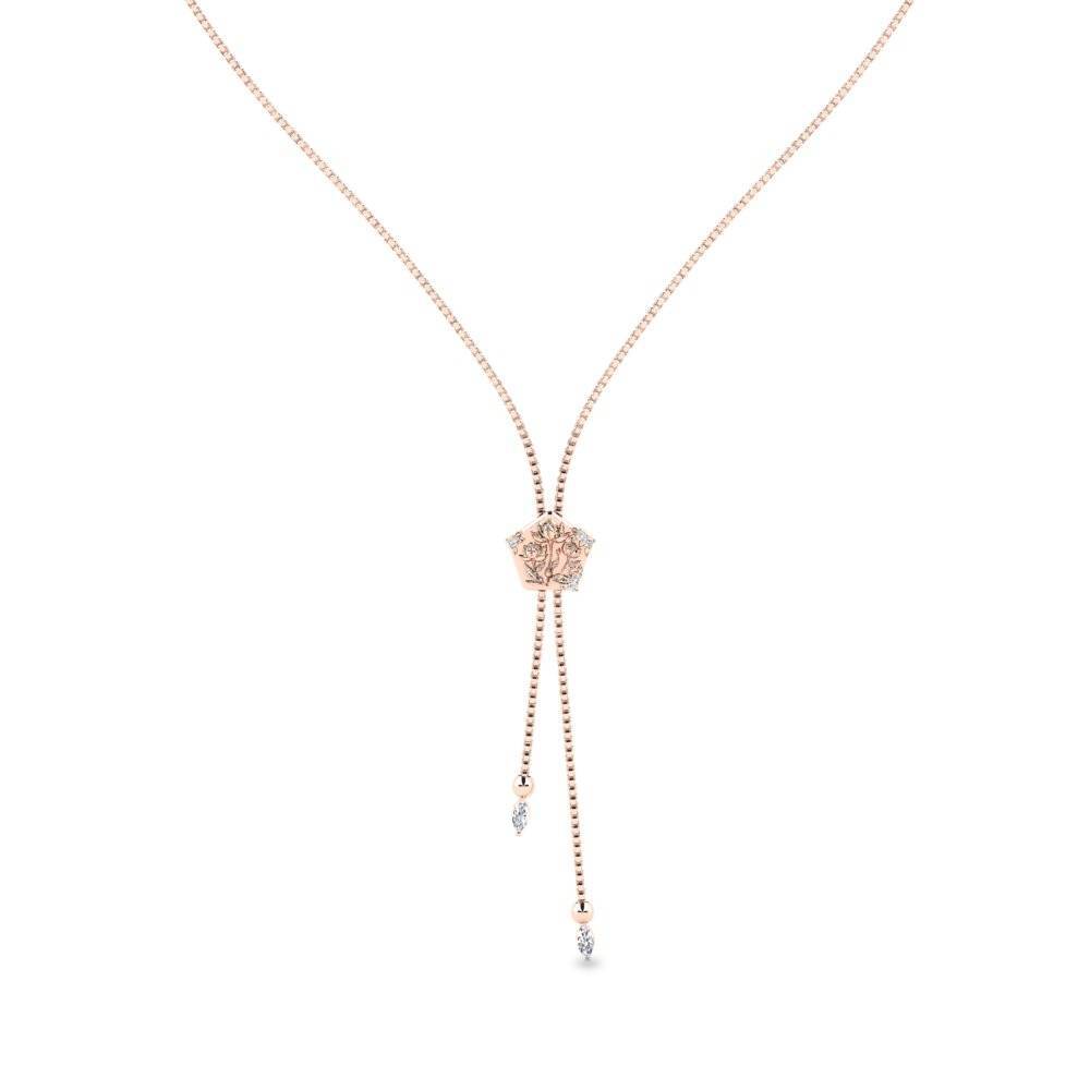 14k Oro Rosa Collar de Mujer Taxaceae