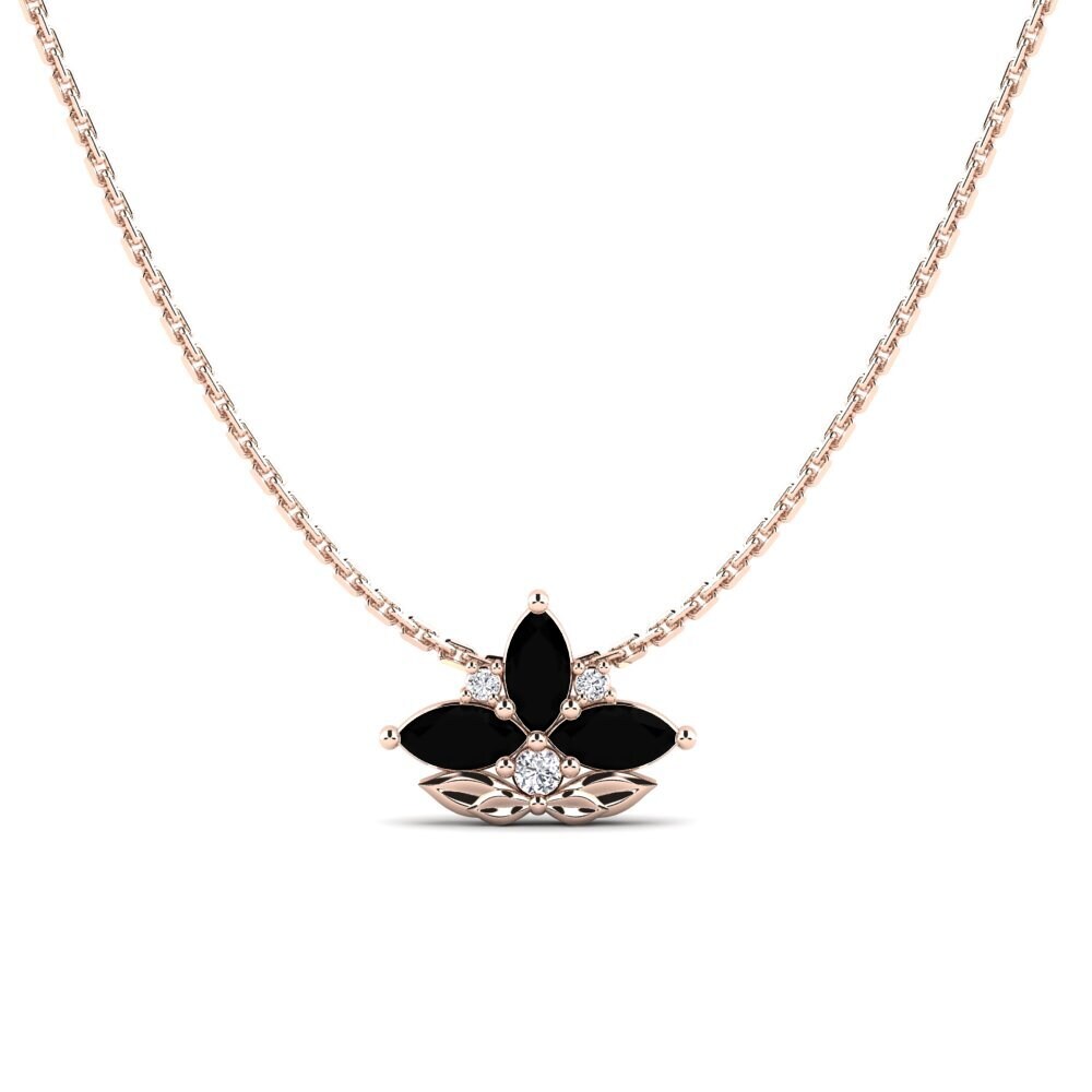 14k Oro Rosa Diamante Negro Colgante de Mujer Tempora