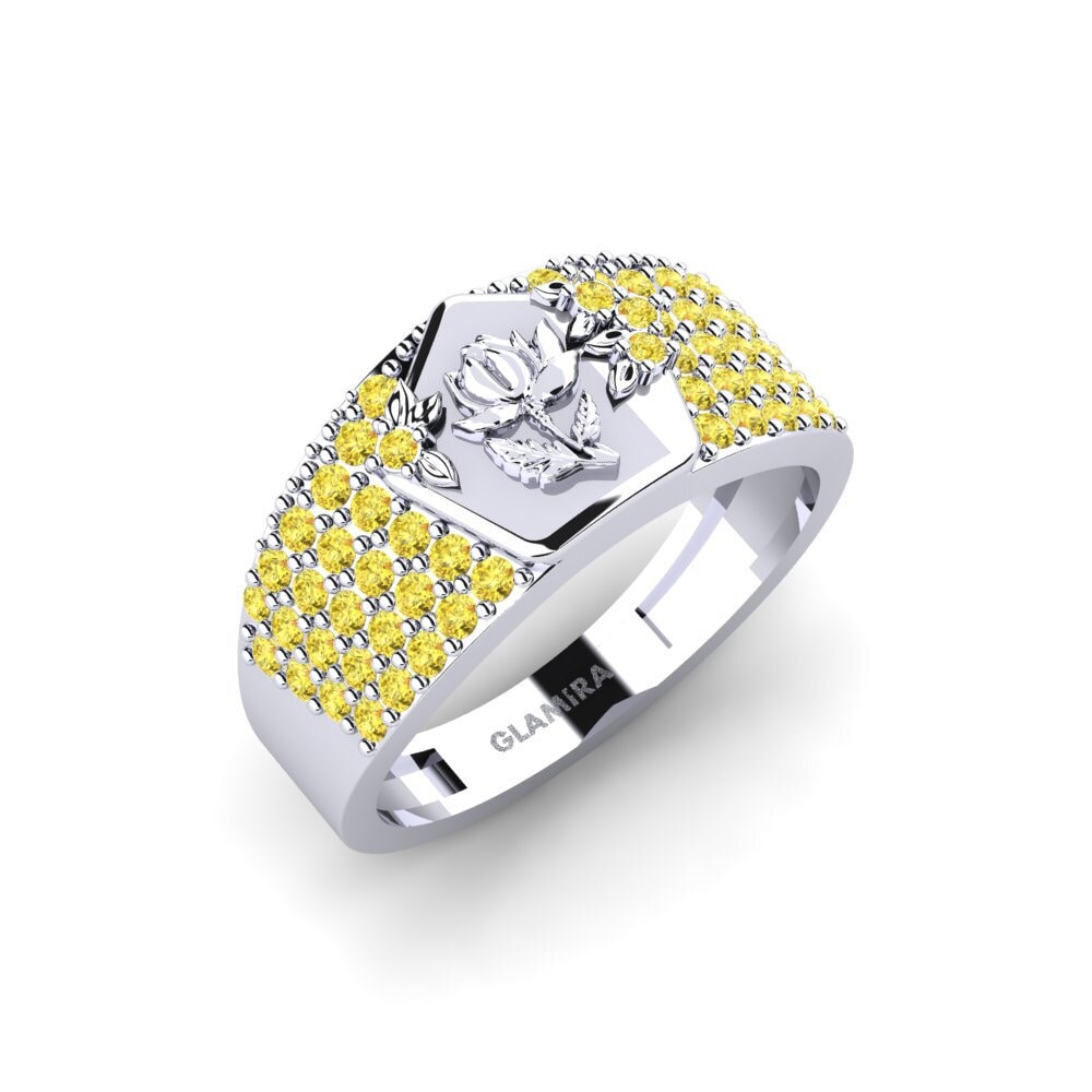 Vàng Trắng 14K Đá Sapphire Vàng Nhẫn Trabalho