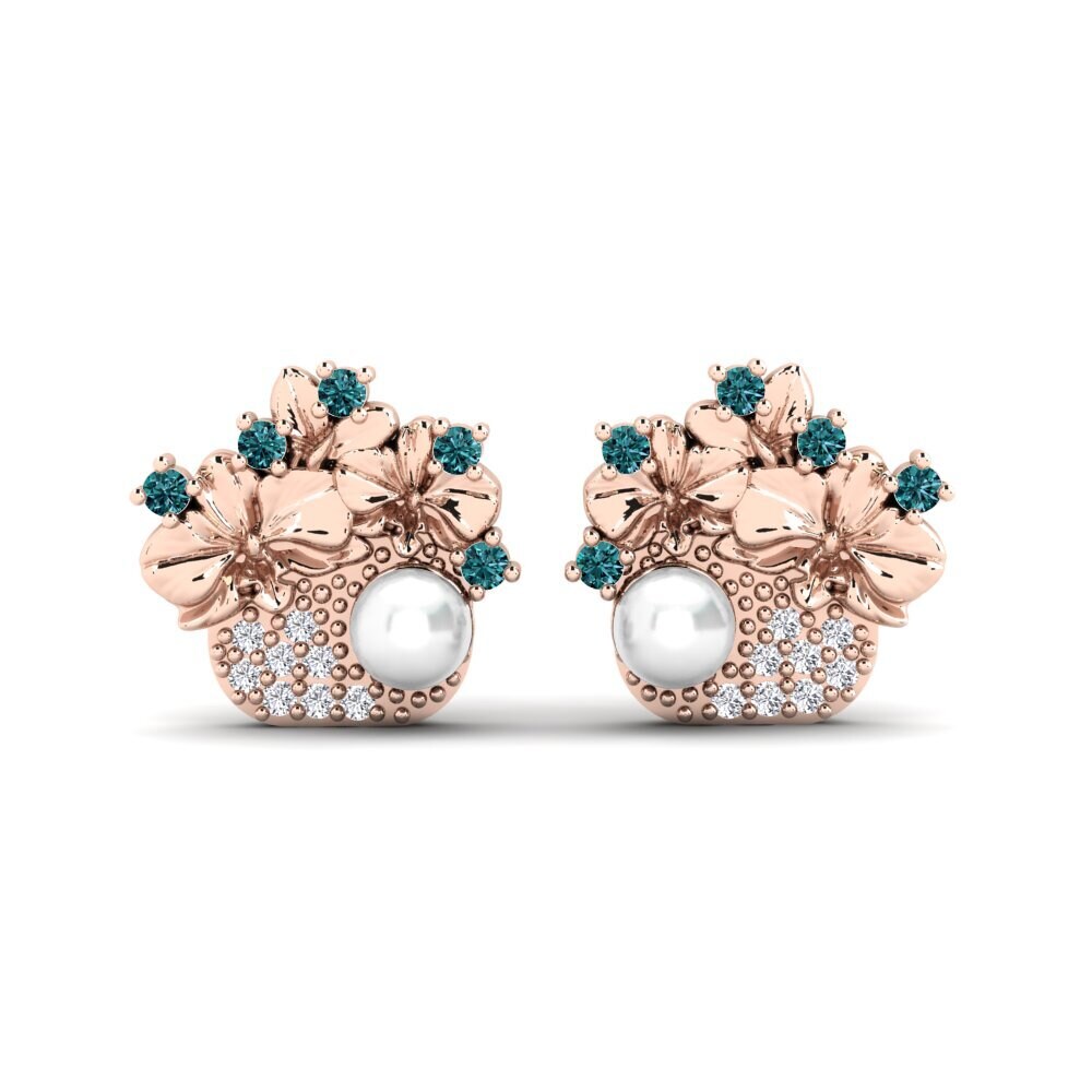 Rotgold 750 Blauer Diamant Damen ohrring Valea