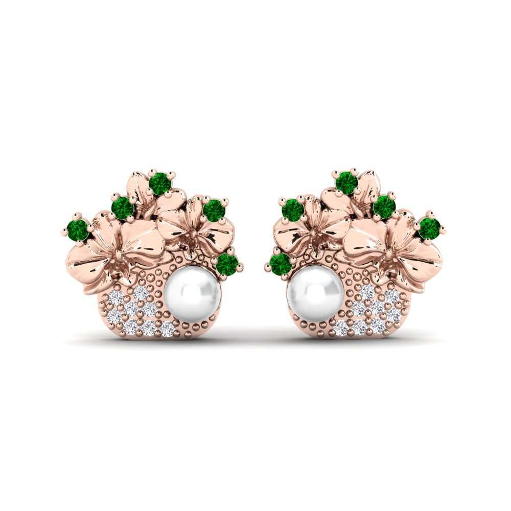 Rotgold 375 Grüner Zirkonia Damen ohrring Valea
