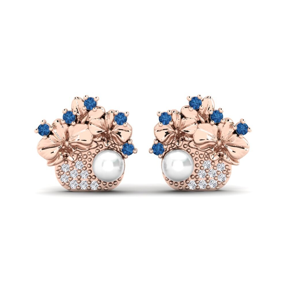 Rotgold 375 Dunkelblauer Zirkonia Damen ohrring Valea