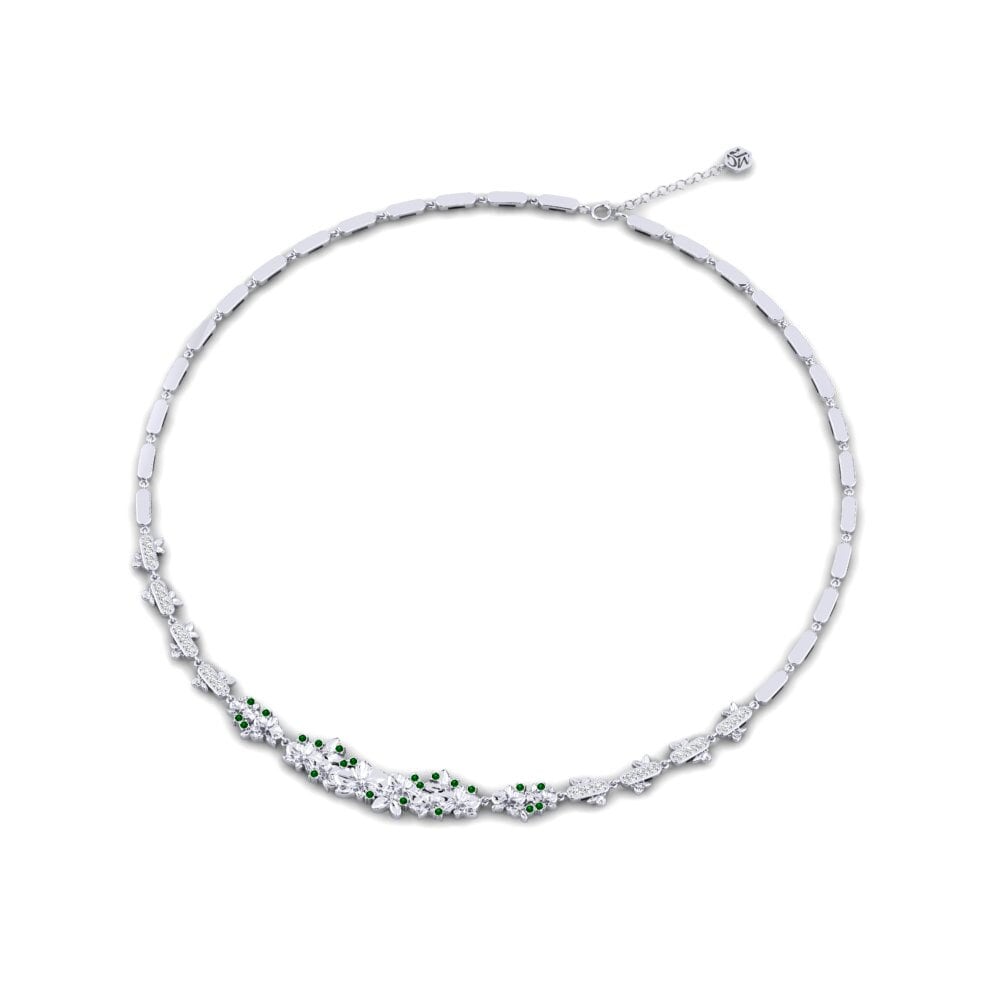 14k ホワイトゴールド グリーンジルコニア Colliers Valenor