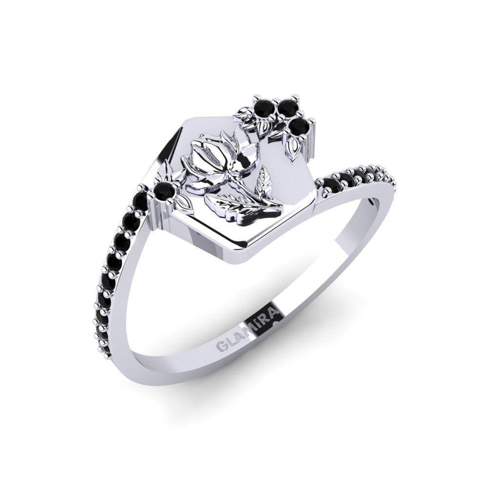 Platin trắng Đá Sapphire Đen Nhẫn Varslighet