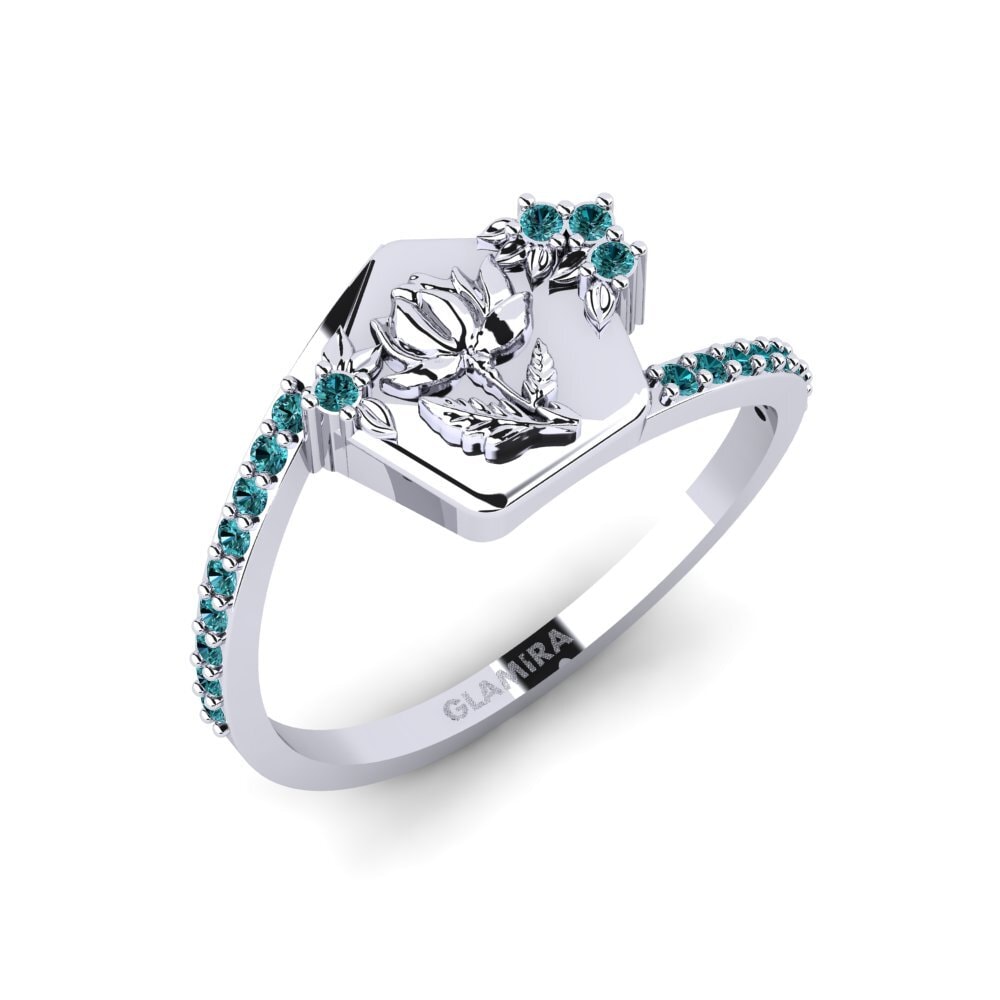 Platin trắng Kim Cương Xanh Dương Nhẫn Varslighet