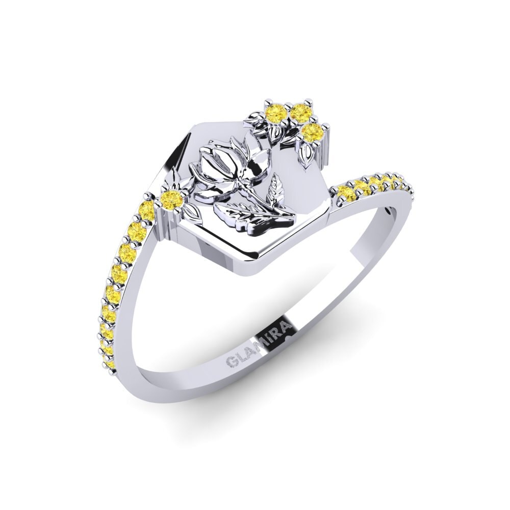 Vàng Trắng 14K Đá Sapphire Vàng Nhẫn Varslighet