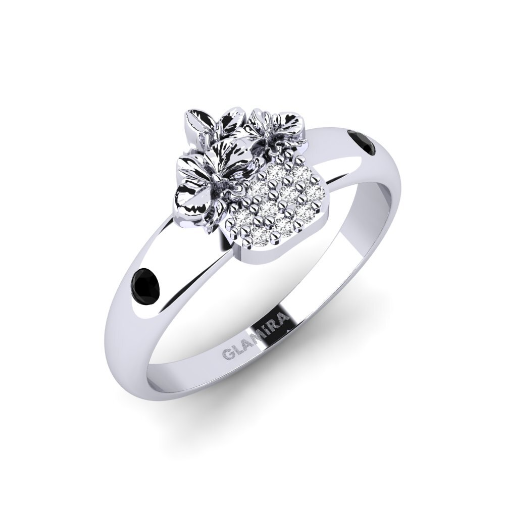 Platin trắng Đá Sapphire Đen Nhẫn Veloria