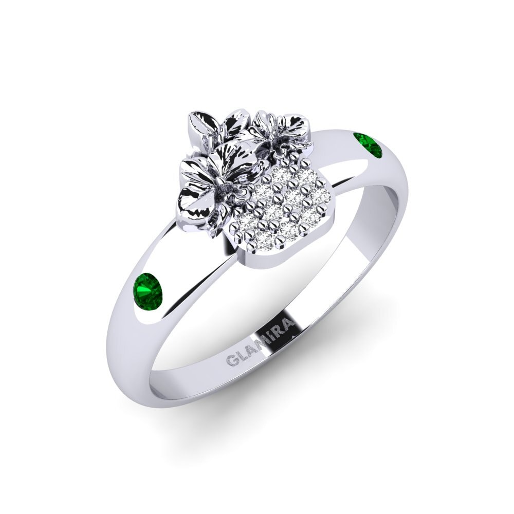Platin trắng Đá Zirconia Xanh Nhẫn Veloria