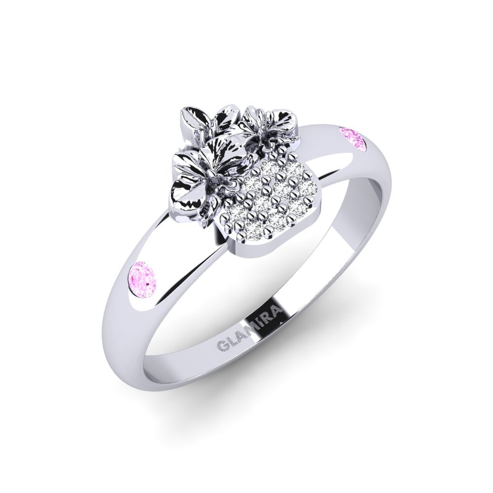 Vàng Trắng 14K Đá Sapphire Hồng Nhẫn Veloria