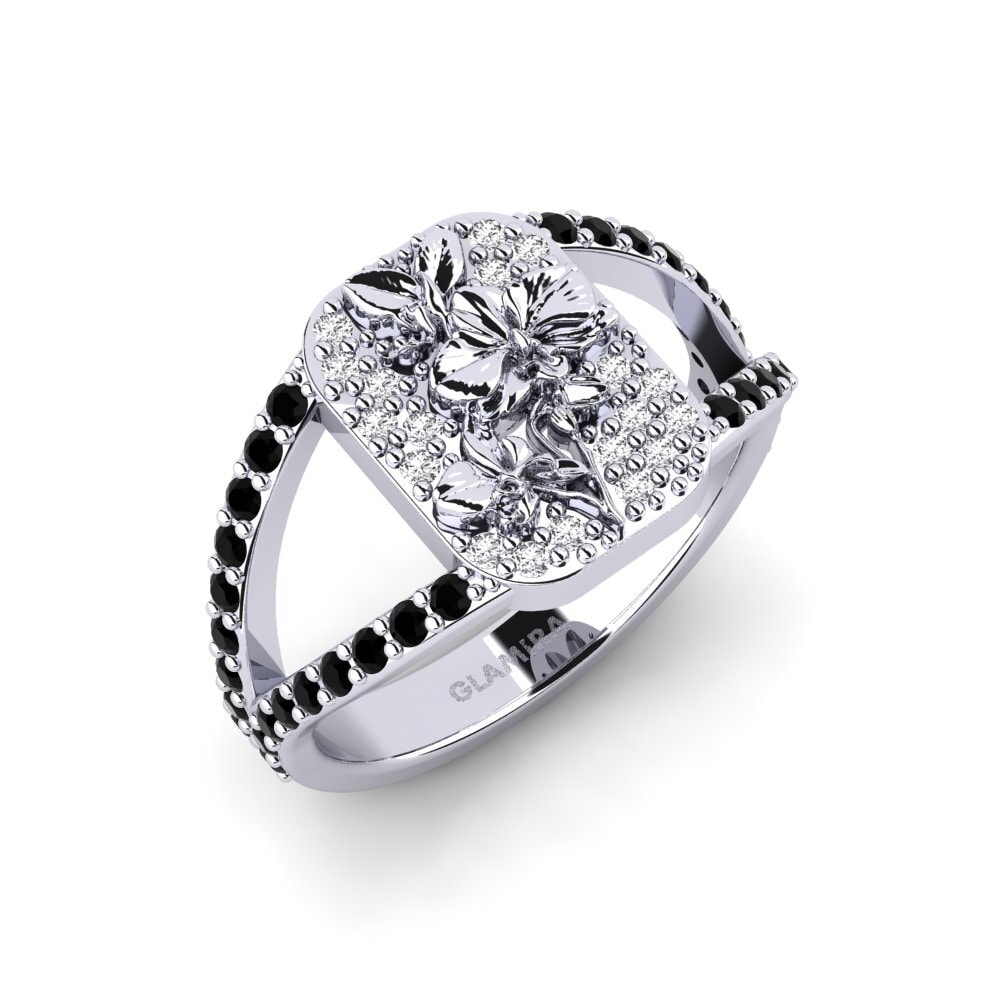 Platin trắng Đá Sapphire Đen Nhẫn Vielle