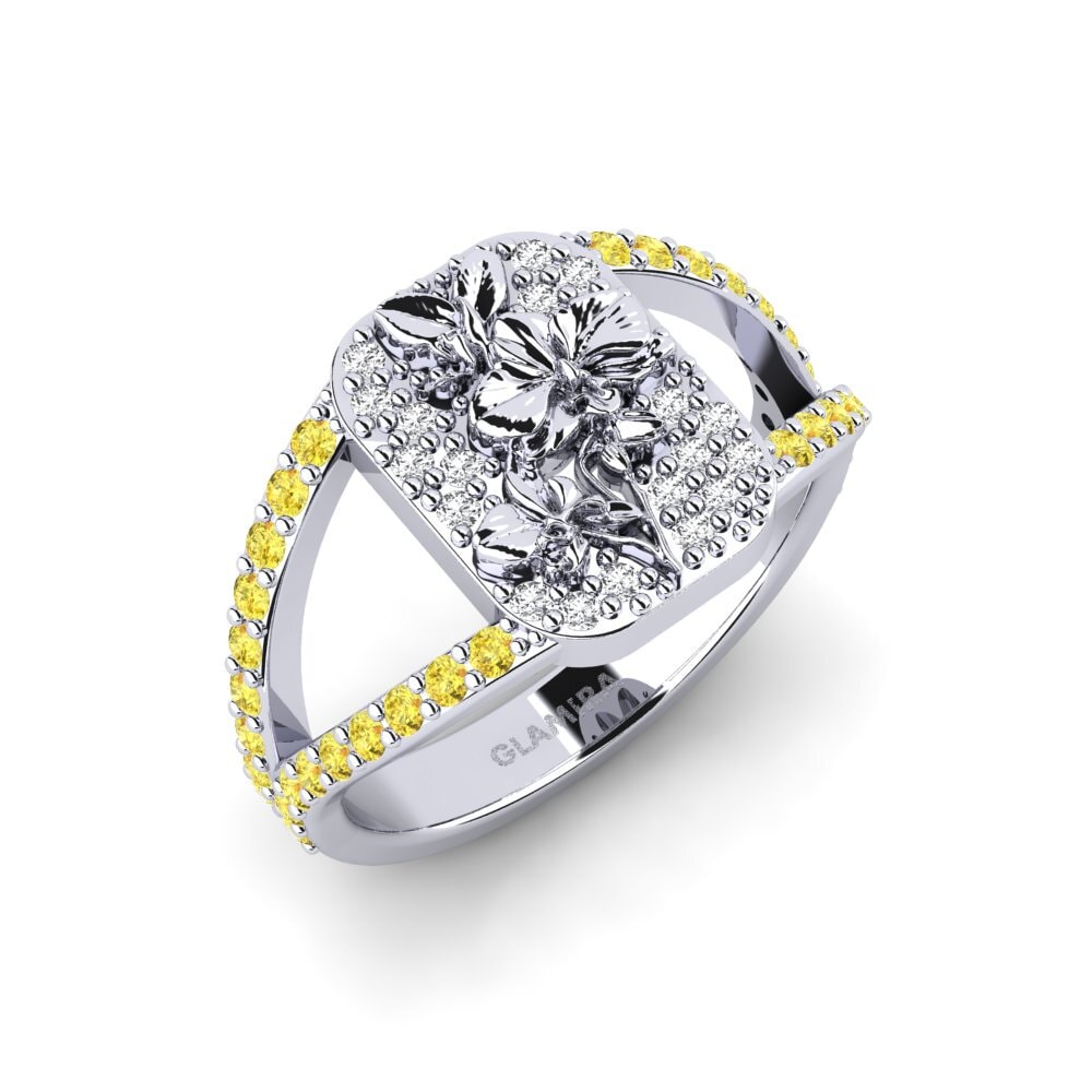 Vàng Trắng 14K Đá Sapphire Vàng Nhẫn Vielle