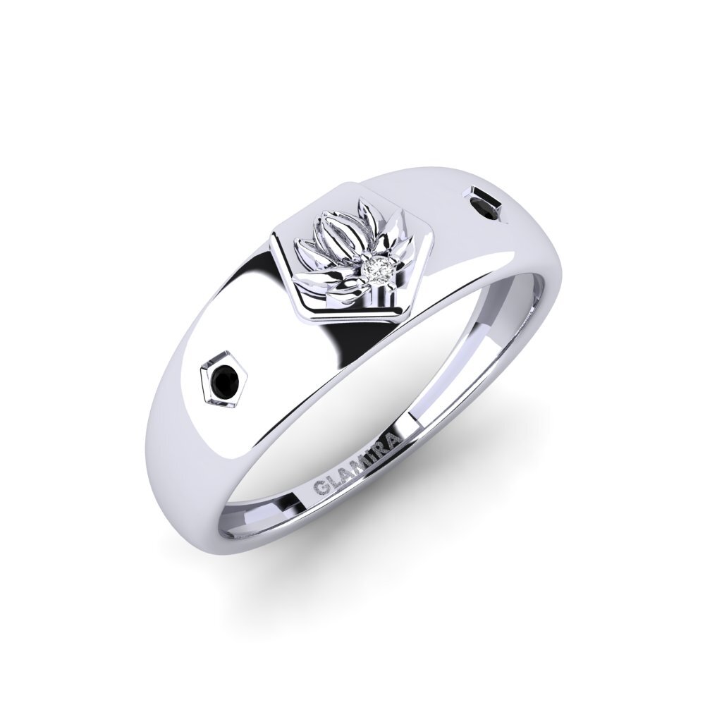 Platin trắng Đá Sapphire Đen Nhẫn Vilsamhet