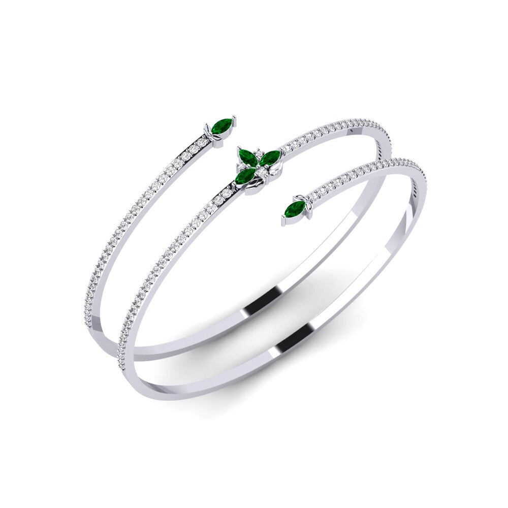 14k ホワイトゴールド グリーンジルコニア 女性ブレスレット Vitsippa