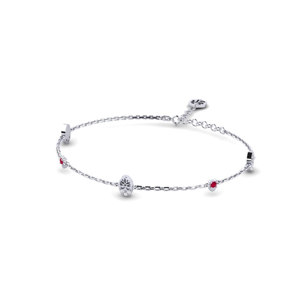 Vàng Trắng 14K Đá Ruby / Hồng Ngọc Vòng tay nữ Wayta